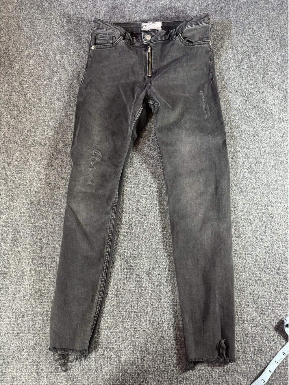 Free People FP Black Skinny Jeans Distressed Size 28